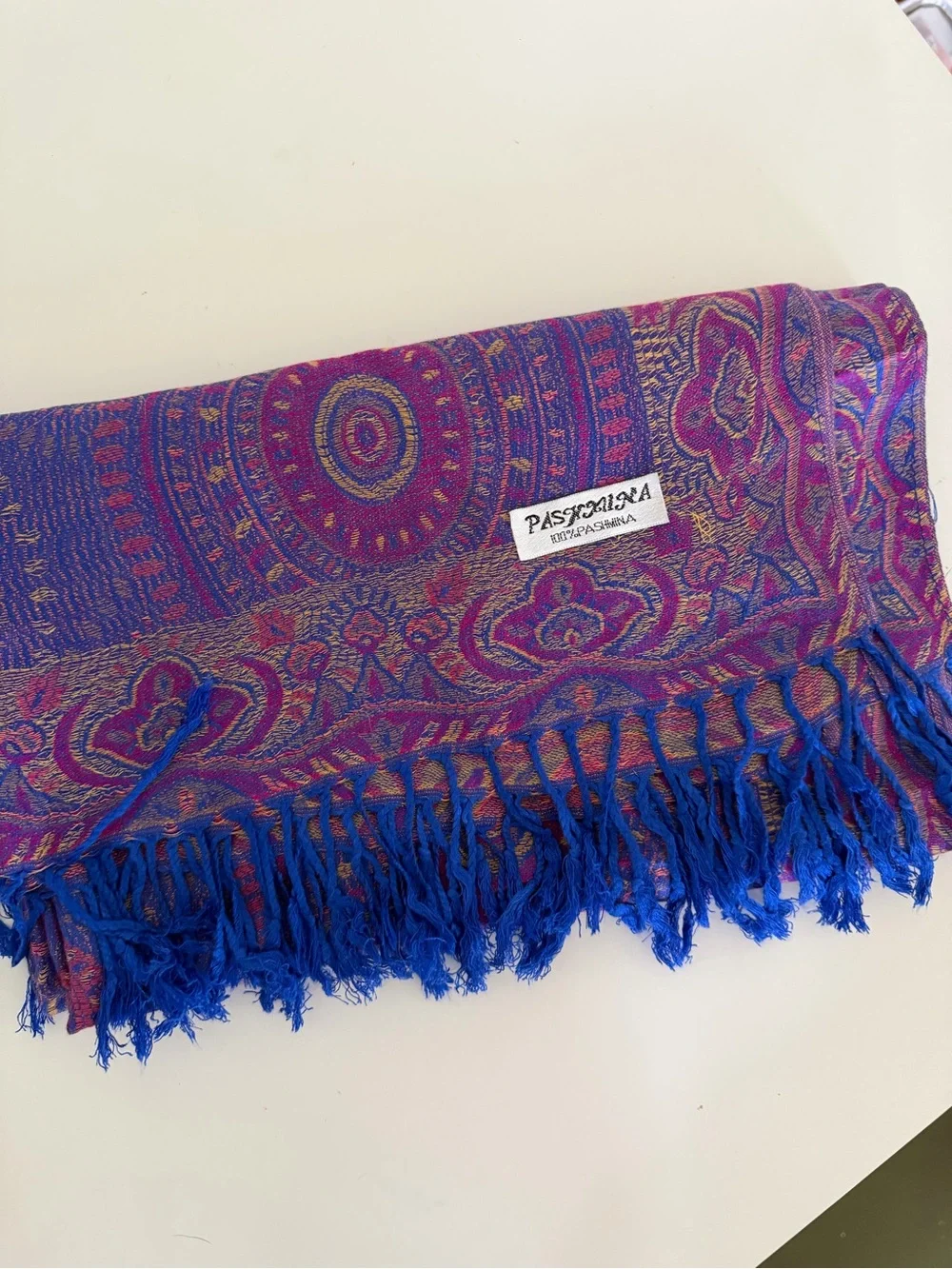 Paisley Jacquard Pashmina Shawl/Scarf in Purple & Pink Purchased In India